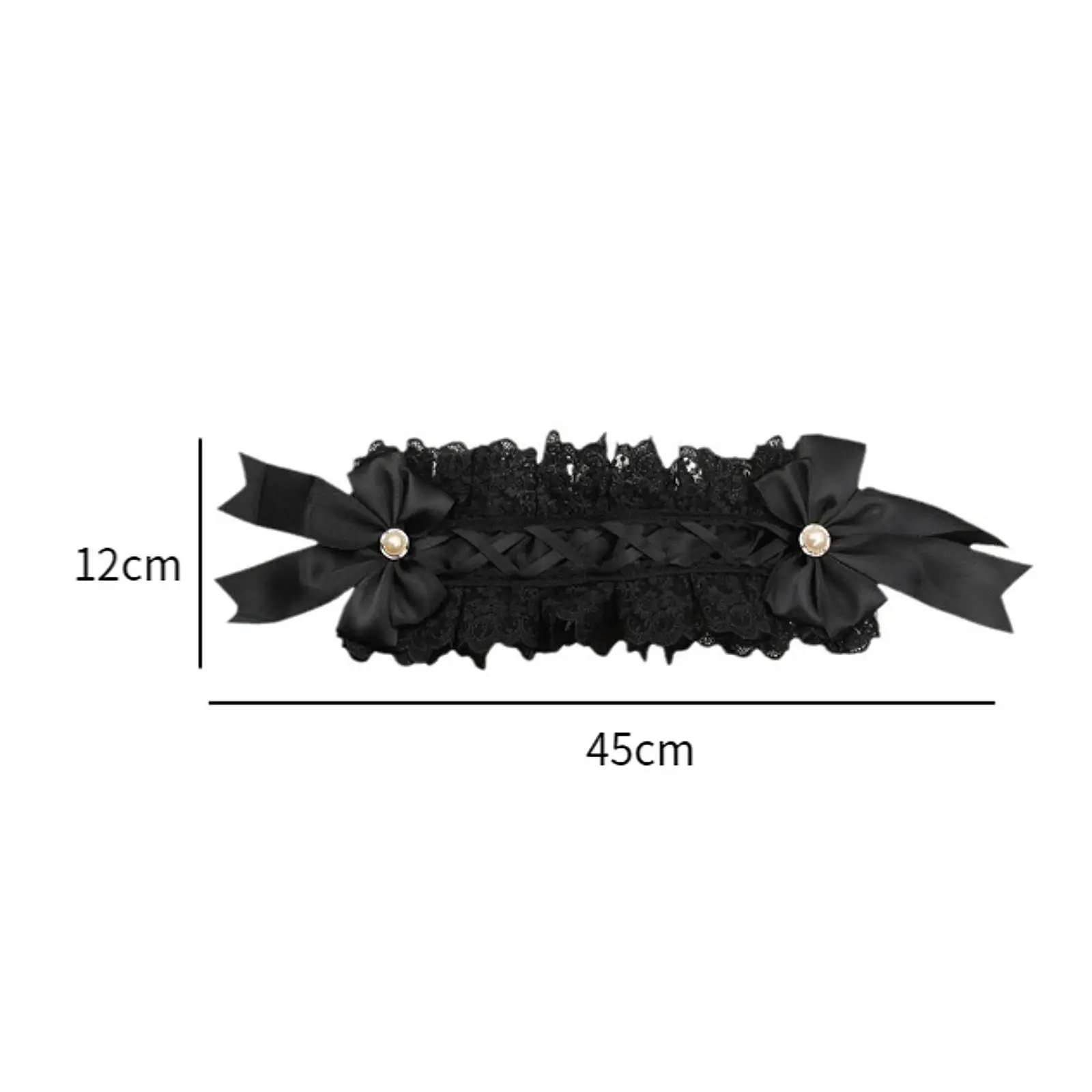 Gothic Lolita Props Hair Accessory Headpiece Lolita Lace Hair Hoop Cute Black Lace with Hairpins Cosplay Sweet Girls Anime Maid