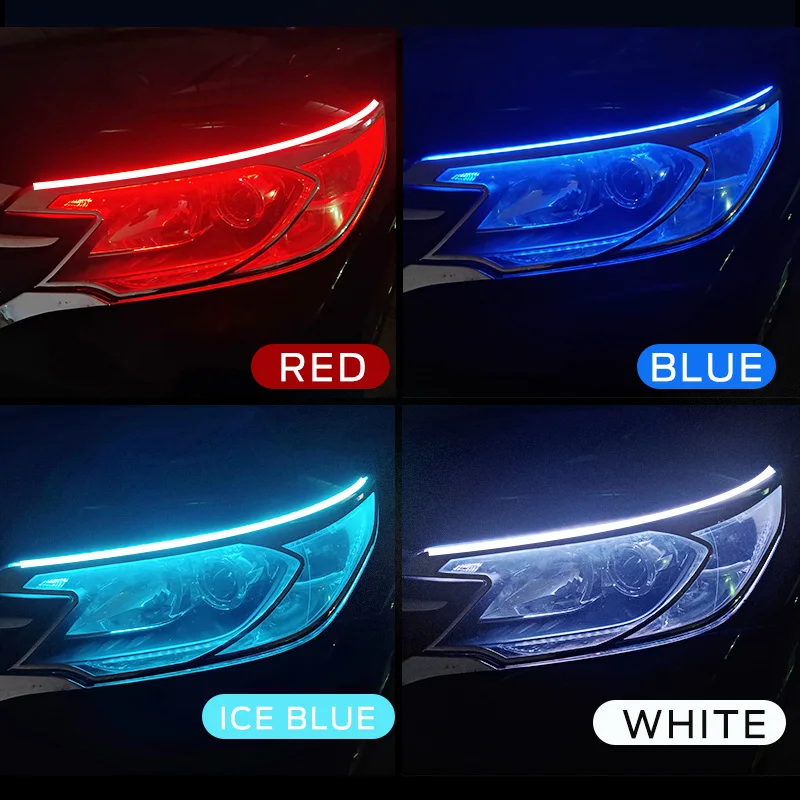 30cm/12inch 2pcs LED DRL Car Daytime Running Light Flexible Waterproof Strip Auto Headlights Brake Flow Lights 12V