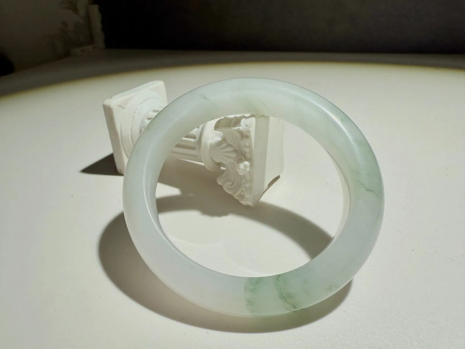 

52-64mm Natural Tianshan Jade Bangle Bracelet, Rich of Green Flowers