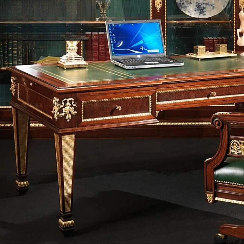 Desk writing computer desk European-style apartment villa fabric swivel chair carved chair