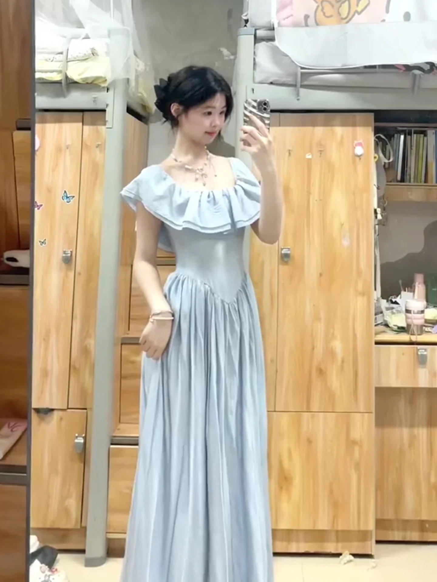 

XZY Ele, летнее платье больших размеров с рюшами по подолу, силуэт трапециевидной формы, повседневная длинная юбка из полиэфирного волокна для женщин