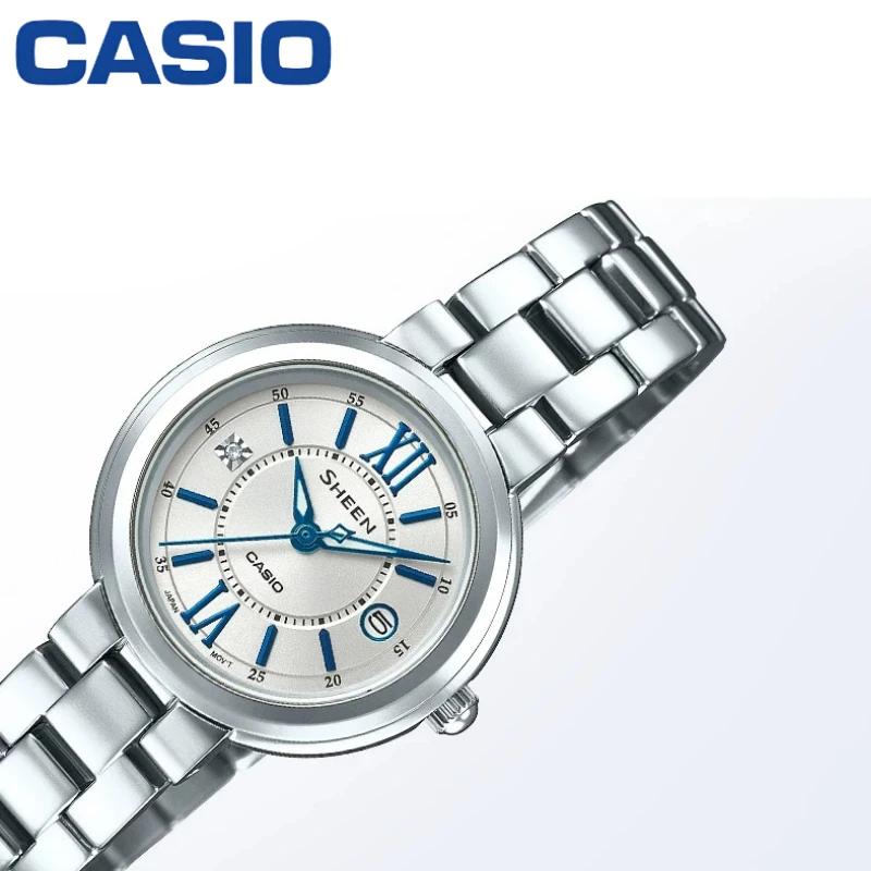 Casio SHE-4528D-7A Ladies Watch Sapphire Crystal Glass  Stainless Steel Bracelet Elegant Business Female Wrist Watch
