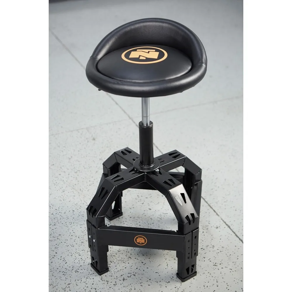 

Series Oversized Adjustable Swivel Shop Stool with Backrest - Steel, 400-Lb. Capacity, 27 1/2 to 32in.