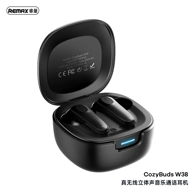 REMAX CozyBuds W38 Bluetooth 5.4 Earphones - 360° Sound, 1 - click Mode Switch, 4H Play, Low Latency