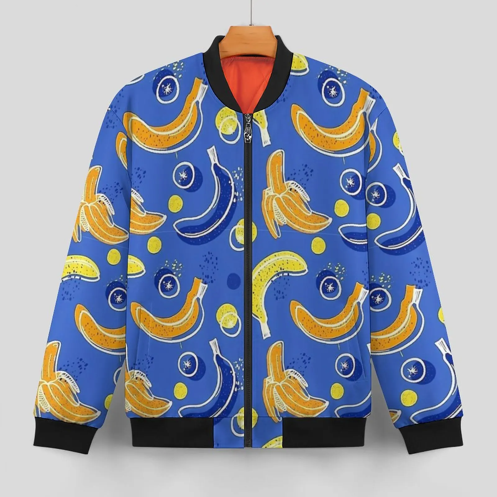 Fruit Print Casual Jackets Man Banana Print Coats Autumn Aesthetic Jacket Zipper Graphic Outerwear Windbreakers 4XL 5XL 6XL