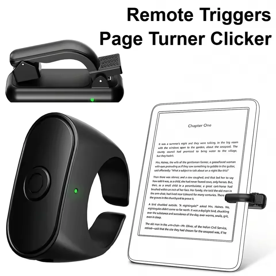 2-in-1 Page Turner Clicker Wireless E-book Page Turner Video Record Trigger Remote for Kindle Paperwhite iPhone iPad Accessories
