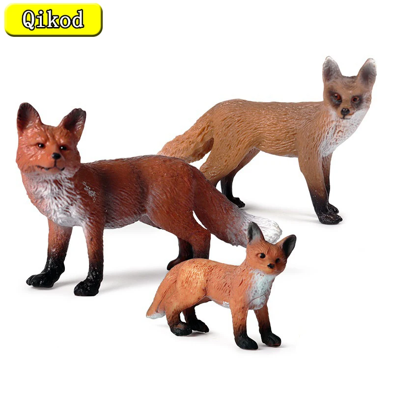 Forest Wildlife Animals Fox Simulation Animal Figurine Red Fox Action Figure PVC Miniature Educational Model Toy Kids Gift