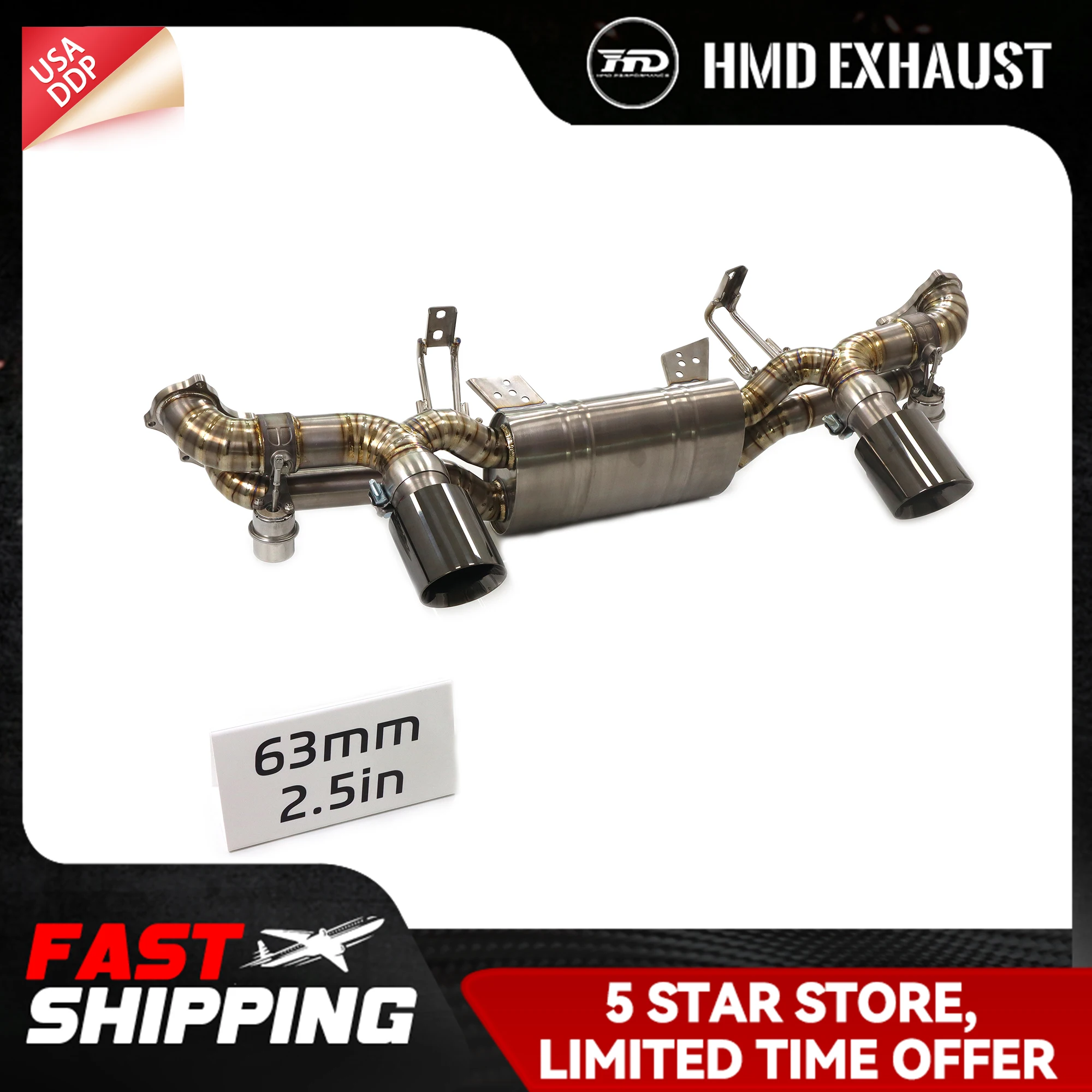

HMD Exhaust pipe for Porsche 718 GT4 Ti High quality Catback Vacuum valve black Tip Direct bolt-on installation