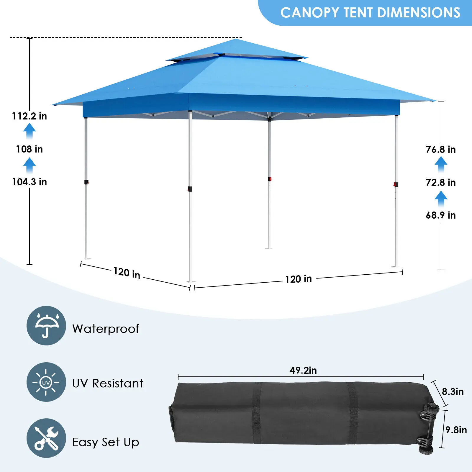 Imagem -04 - Gazebo Outdoor Pop up Canopy Tent Instant Folding Shelter Cortinas e Abrigo para Pátio Festa e Quintal 36x36 m 12x12 ft