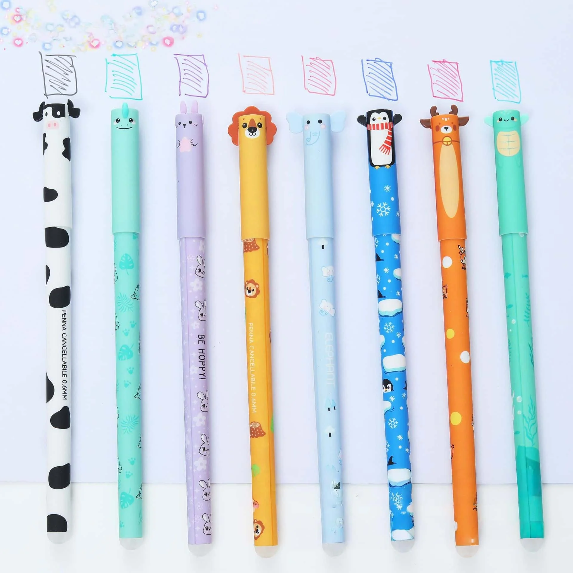 Stylos à Gel en forme d'animal mignon, 8 pièces, stylos de Signature de dessin animé pour étudiant, papeterie créative de 15.5cm