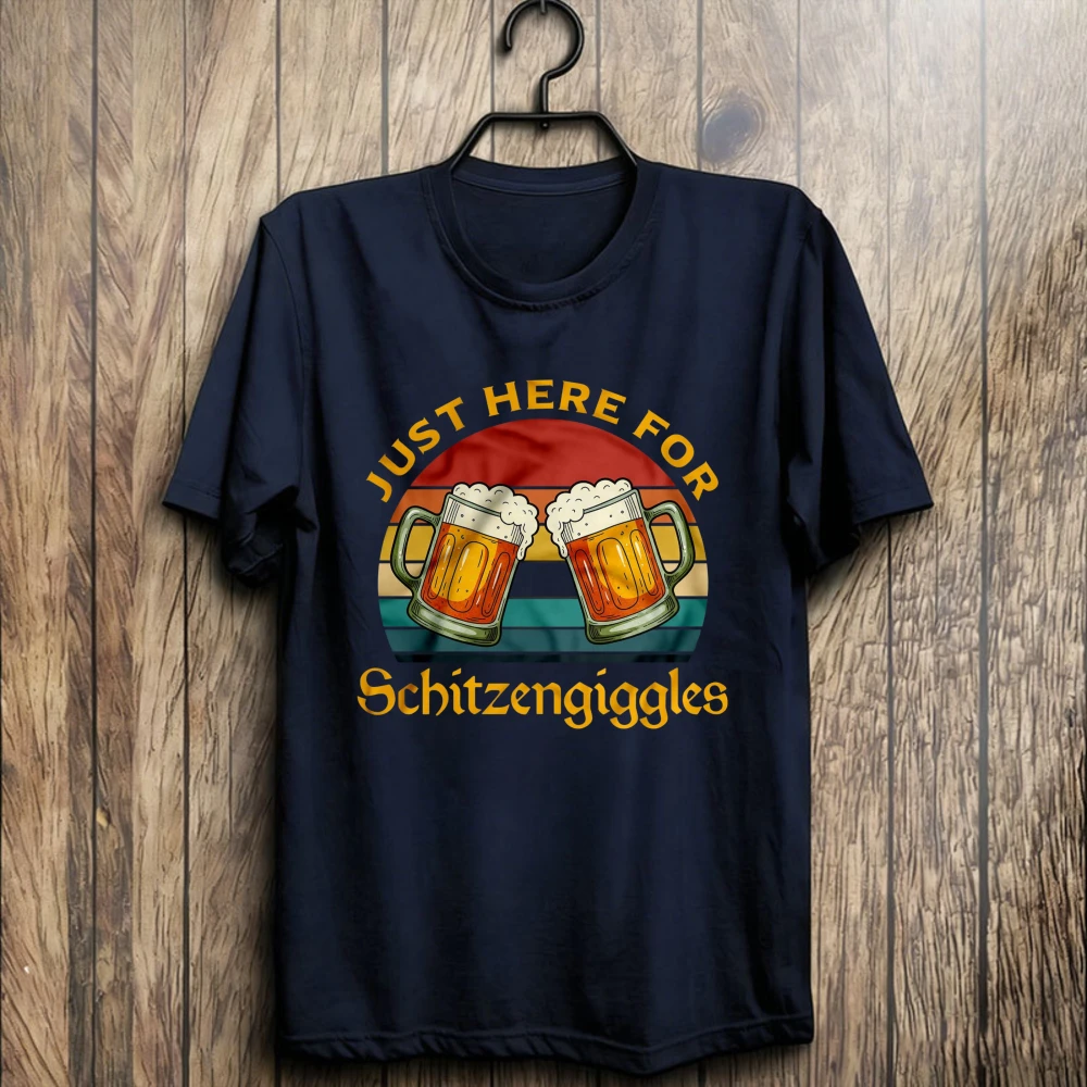 Funny Sayings T-Shirt Beer Sayings Just Here for Schitzengiggles Beer Tee Funny Cotton T Shirts Women Beer Lover Graphic Tops