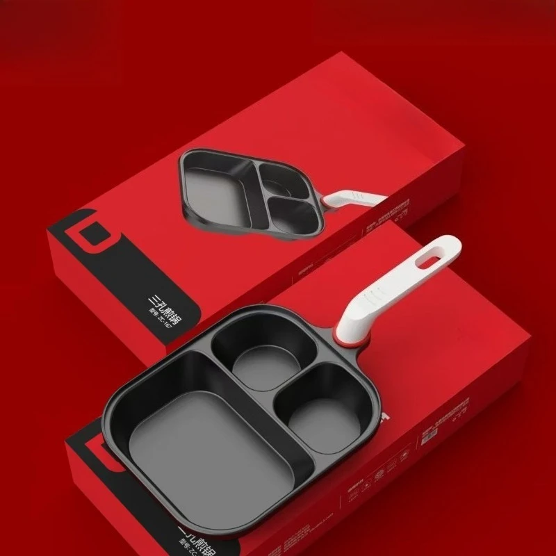 Three-hole Non-stick Breakfast Pan Composite Bottom Steak Egg Frying Pan Suitable for Induction and Gas Stove