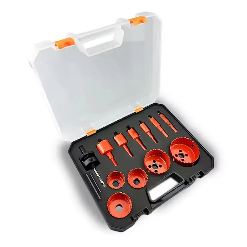 

AT63-M42 Bi-Metal Hole Saw Drill Bit Set(12Pcs) 16- 75Mm For Drywall, Plastics, Aluminum, Sheet Metal, And PVC For Drilling