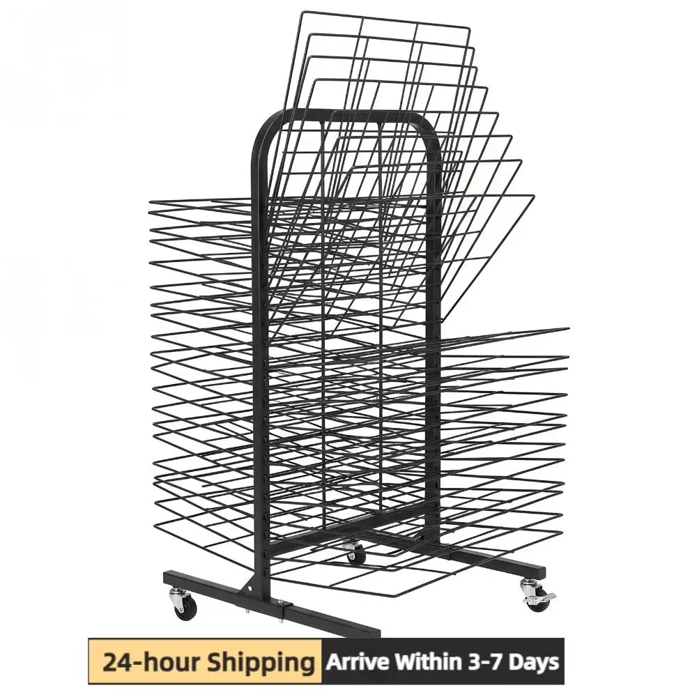 

Мобильная стойка-стеллаж для холстов с 40 съемными полками и 4 колесами, 17,7x25 дюймов, для сушки картин и работ в классах