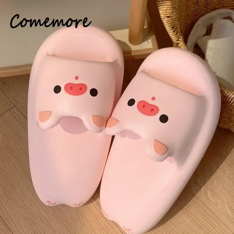 Comemore Ladies Home Women\'s Sandals Summer Cute Slippers Bear Cartoon Pig Shoes Indoor Bathroom Flip Flop Size 33 Casual 2022