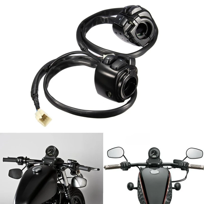 

M0t-r1 Pair Motorcycle Handlebar Control Lights Switch (25mm) with Wiring Harness for