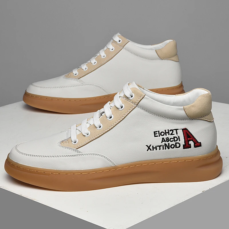 

Genuine Leather Men Ankle Boots Fashion High Top Shoe Outdoor Man Hiking Botas Skateboard Footwear Leisure Walk Motorcycle Boots