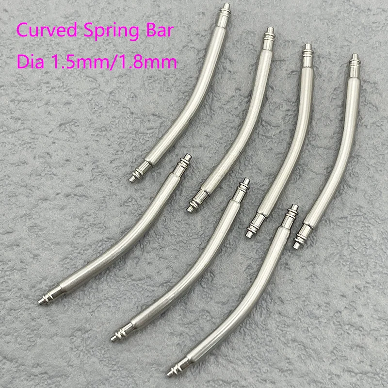Dia 1.5mm 1.8mm Curved Spring Bar 316L Stainless Steel Watch Strap Link Pins Fit Width 16mm-26mm Curved Watch Strap Links