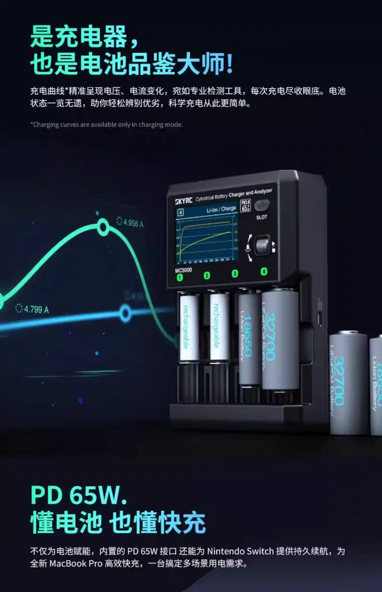 Caricabatterie multi-chimico MC5000 - Controllo APP Bluetooth per batterie cilindriche NiMH/LiFePo4