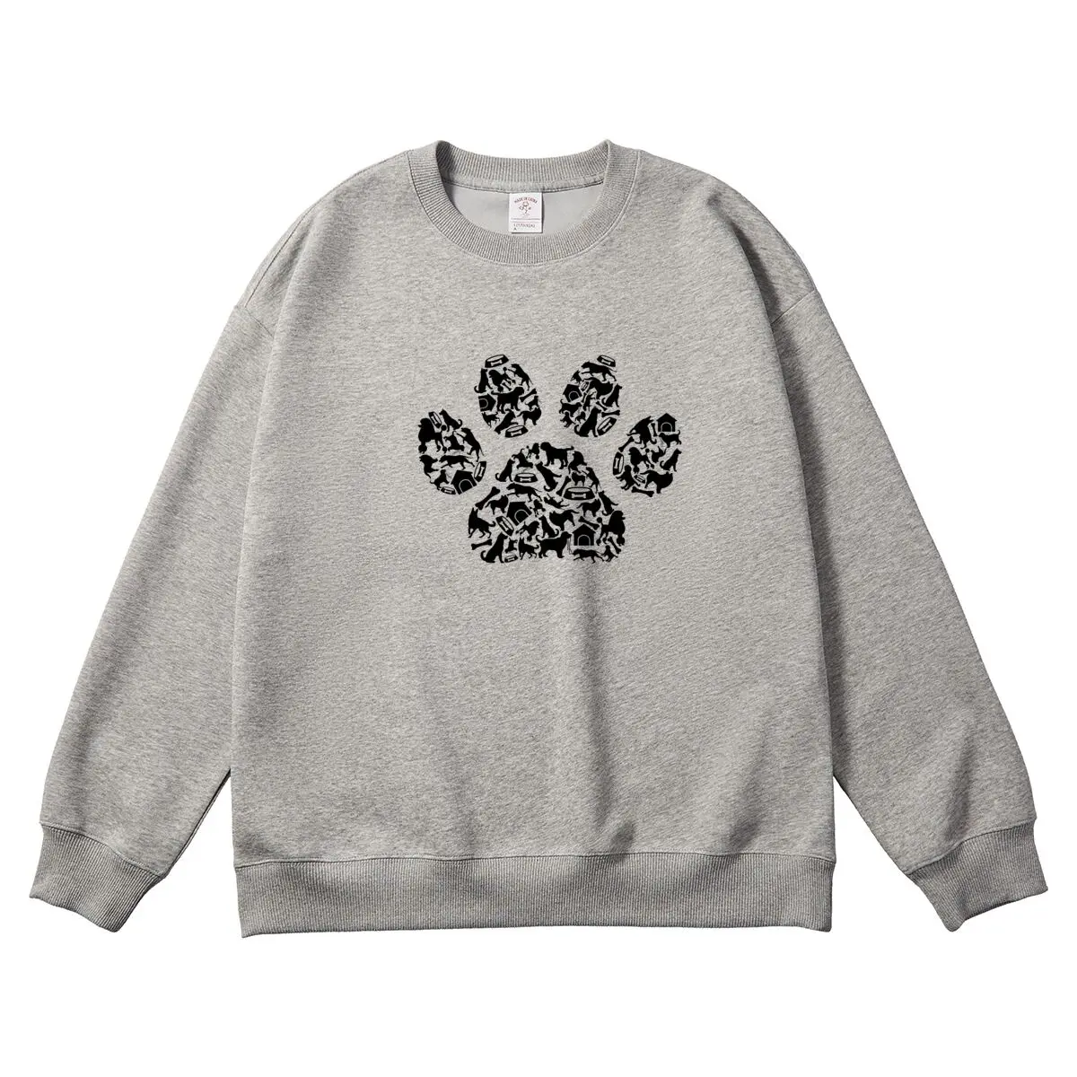 Oversized Women Pullover Dog Paw Prints Graphic Woman Tops Female Sweatshirt Round Neck Long Sleeve Autumn Thick Clothes