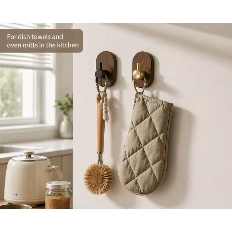 Luxury Coat Creative Clothes Hanger Punching Free Wooden Wall Door Hook Fitting Room Bedroom Wooden Hook