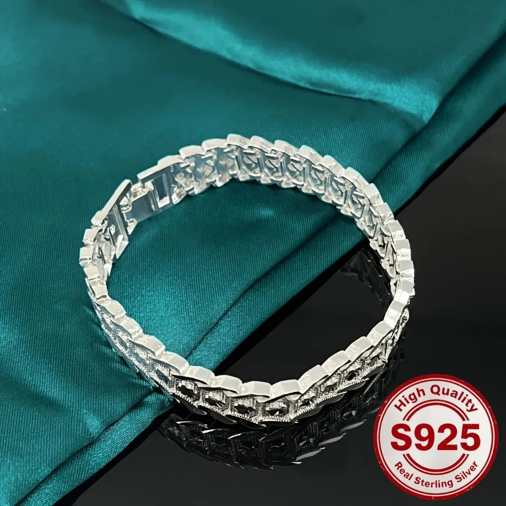 Wholesale 925 sterling silver gorgeous Wide Bracelet for Women fashion Couple Gift Street Versatile Jewelry boutique accessories