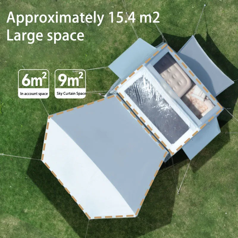 خيمة قابلة للنفخ أوتوماتيكية بالكامل ، معدات تخييم ، خارجية ، 6-8 أشخاص ، غرفتي نوم ، غرفة معيشة واحدة