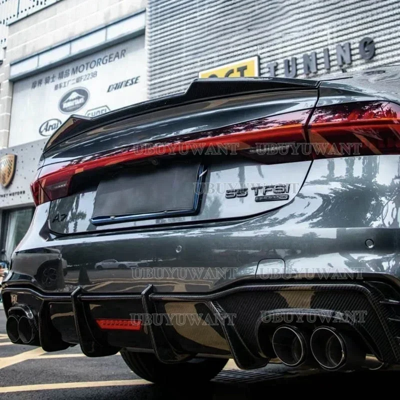 Carbon Fiber CAR REAR WING TRUNK LIP SPOILER FOR AUDI A7 S7 RS7 C8 (karztec Style) Tail Trunk Wing Body Kits