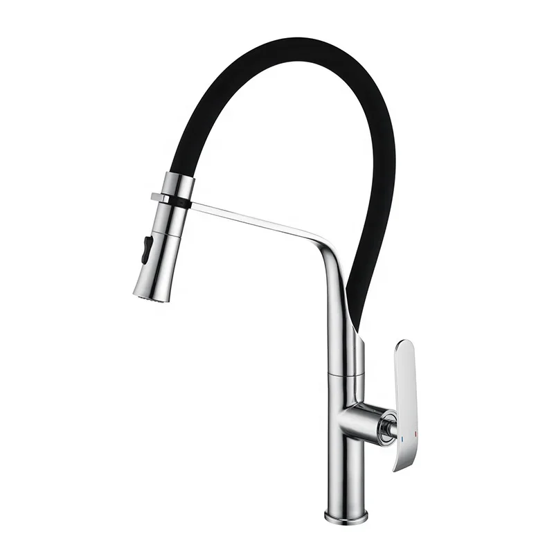 New Flexible Silicone Tube Hot Cold Water Brass Single Handle Kitchen Faucets Pull Out Faucet Sinks Mixer Tap Faucets