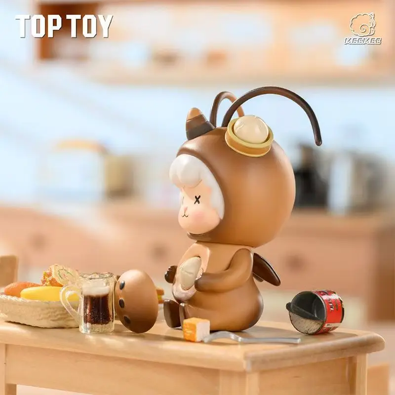 

TOPTOY Genuine Roll Sheep Double Ponytail Trendy Blind Box Toy Handmade Ornament Big Cockroach Gift for Play