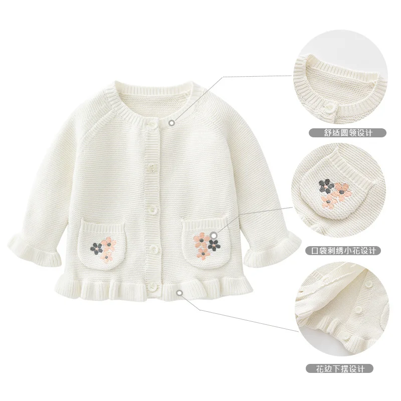 

Boy,Girls Knit Embroider Cardigan Clothing Autumn and Winter Baby Long Sleeve Embroidery Knit Coat Children Kids Coats