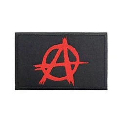 1PC anarchy red Flag Patch Stripes Badge Tags Chevrons Military Armband Iron On Or Hook Loop Embroidered