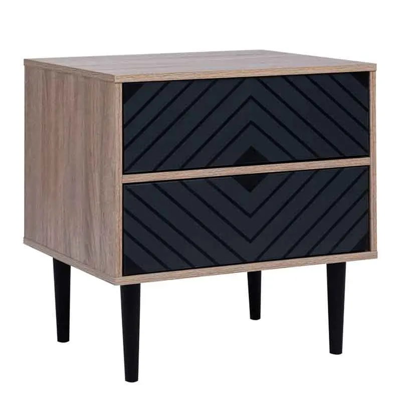 

French Nordic Luxury 2 Drawer Nightstand Wood Bedside Table