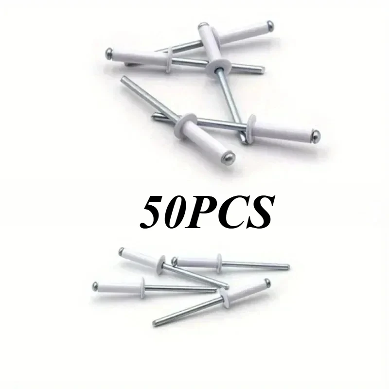 Lind Rivets Aluminum Pop Rivet White Color Pull Rivet M3.2 M4 M4.8 Fastener Set for Door Window Frame Home DIY Repair Hardware