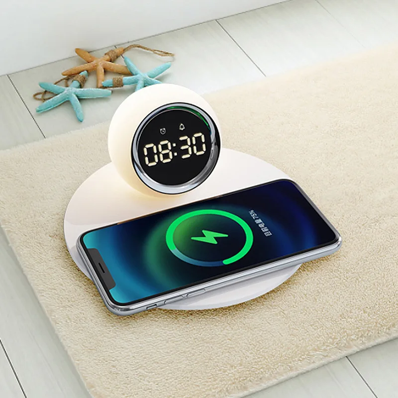 Wireless fast charging is suitable for Apple Huawei clock mobile phone wireless charging night light business gifts