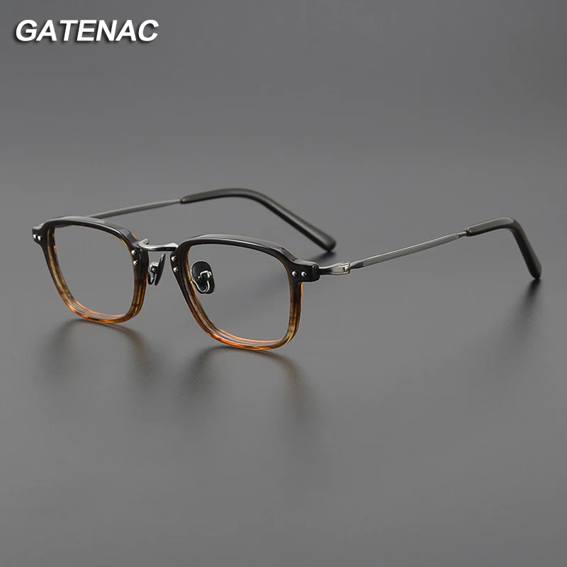 

Vintage Acetate Titanium Eyeglasses Frame Men Square Transparent Myopia Optical Prescription Glasses Women Luxury Brand Eyewear