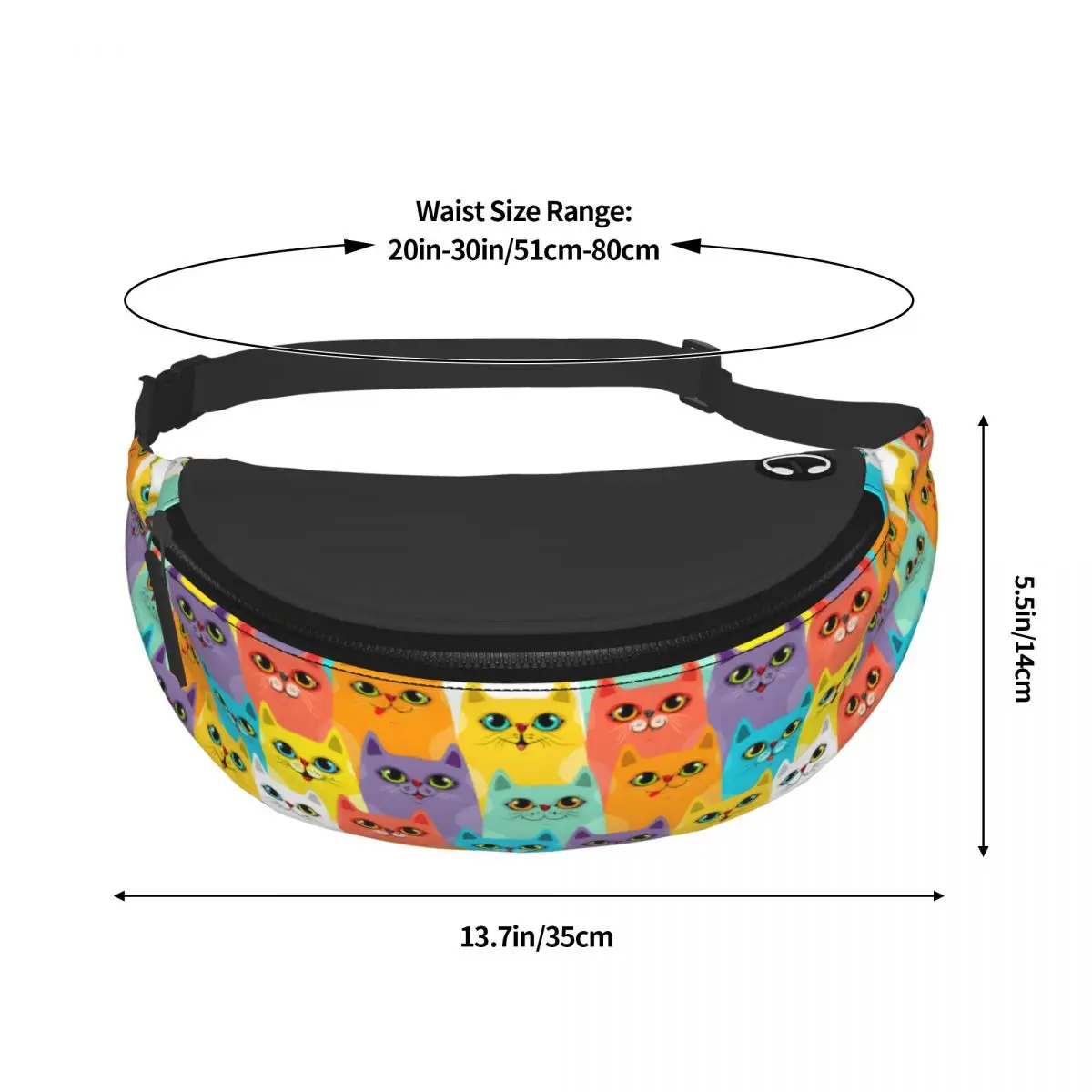 Custom Cartoon Cat Fanny Pack Women Men Crossbody Waist Bag for Running Phone Money Pouch