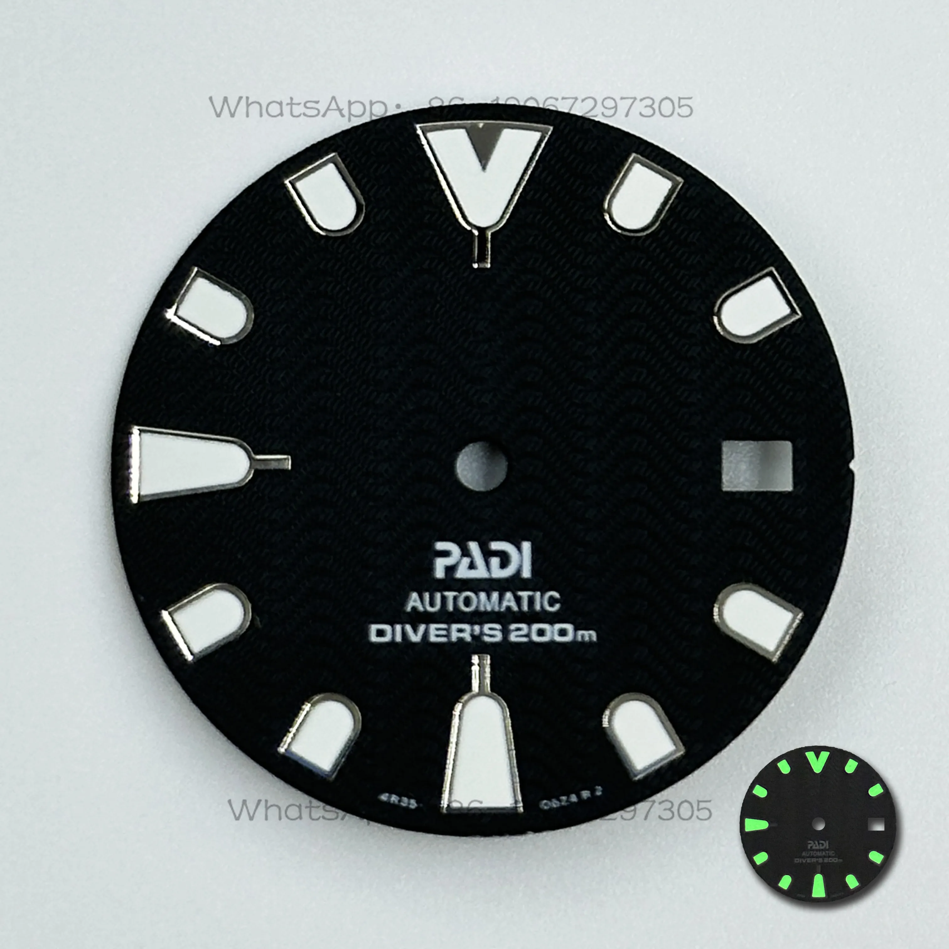 

Customized New Log NH35 Dial Diameter 28.5mm Green Luminous Mechanical Watch Modified Diving Watch Literal Watch Accessories
