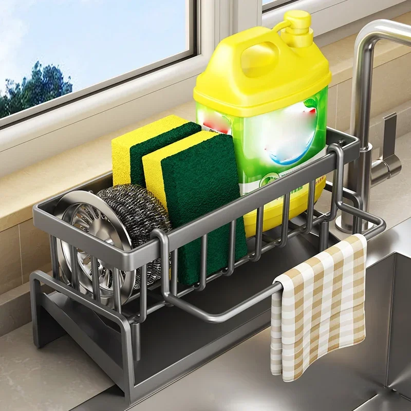 

Compact Tap-Mounted Spice Shelf – Sink Organizer with Drainage Rack – Space-Saving Kitchen Storage for Utensils/Accessories