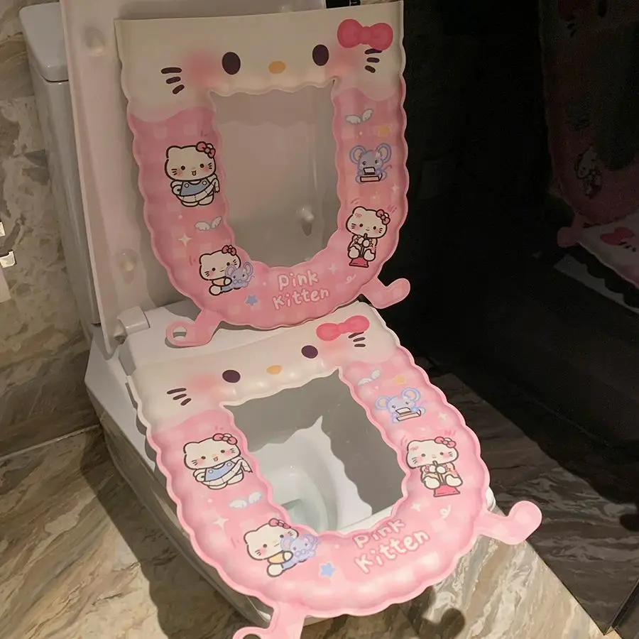 sanrio Hello Kitty cartoon schattige toiletmat creatieve kawaii thuis EVA waterdichte toiletdecoratie stoelhoes cadeau groothandel