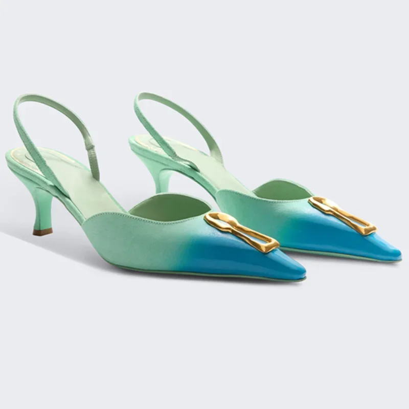 

Metal Decoration Slingback Pumps Shoes Sexy Pointed Toe Thin Heel Ankle Warp New Arrivals Fashion Women Modern Shoes