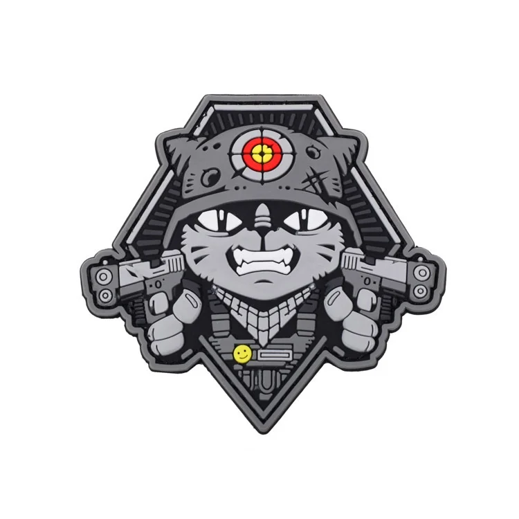 PVC Cat Patch on Clothes Morale Badge Military Tactical Patches Backpack Hook and Loop Stickers Applique for Clothing