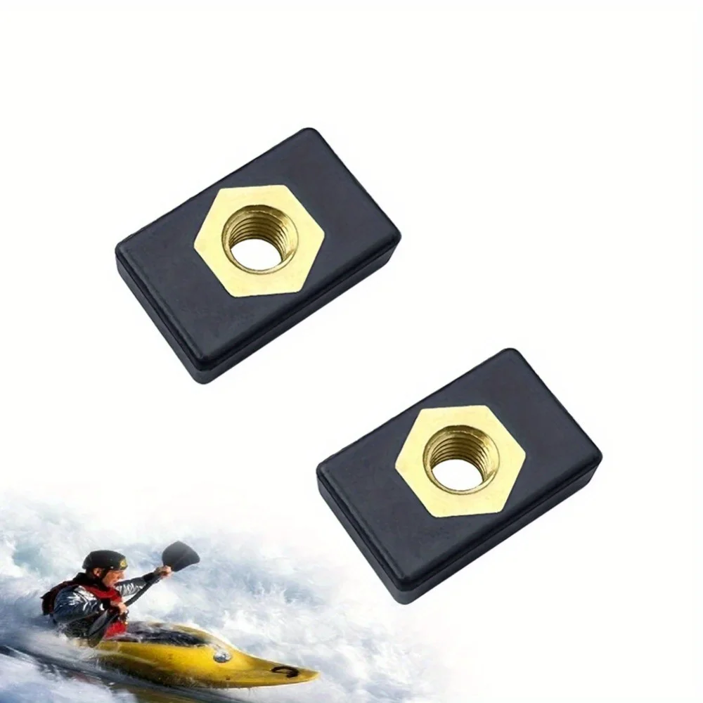 6pcs M6 Copper Sliding Nut Kayak Side Track Rail Silders Fishing Rod Pole Holder Mounting Base for Kayak Boat Canoe