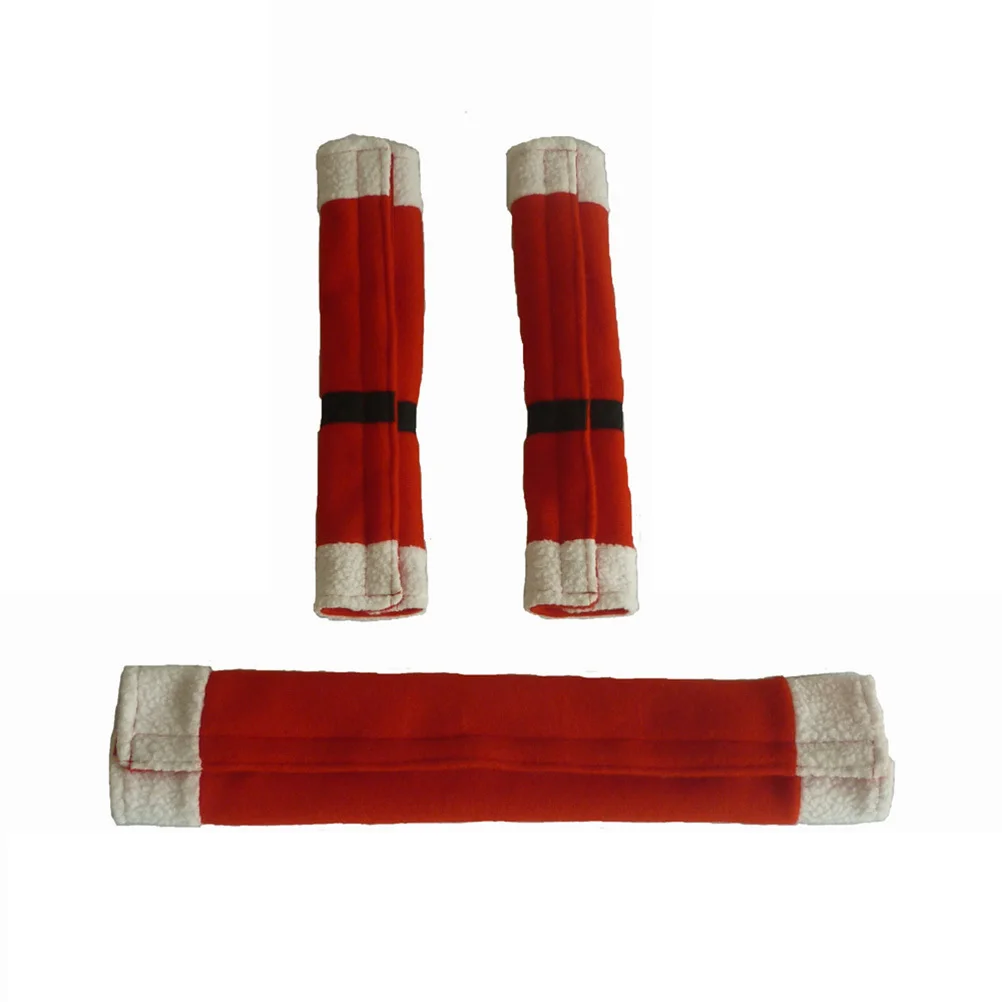 

3Pcs Refrigerator Handle Covers Set Red Christmas Design Belt Buckle Pattern Protect Cold Metal Door Handle Covers for Kitchen