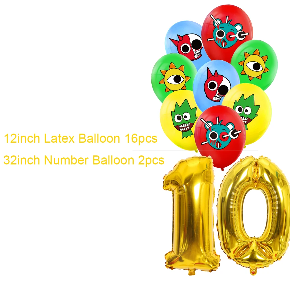 Incrediboxed SPRUNKIs Party Accessories Background Game Happy Birthday Decorations Banner Balloon Cake Topper Gift Poster Supply