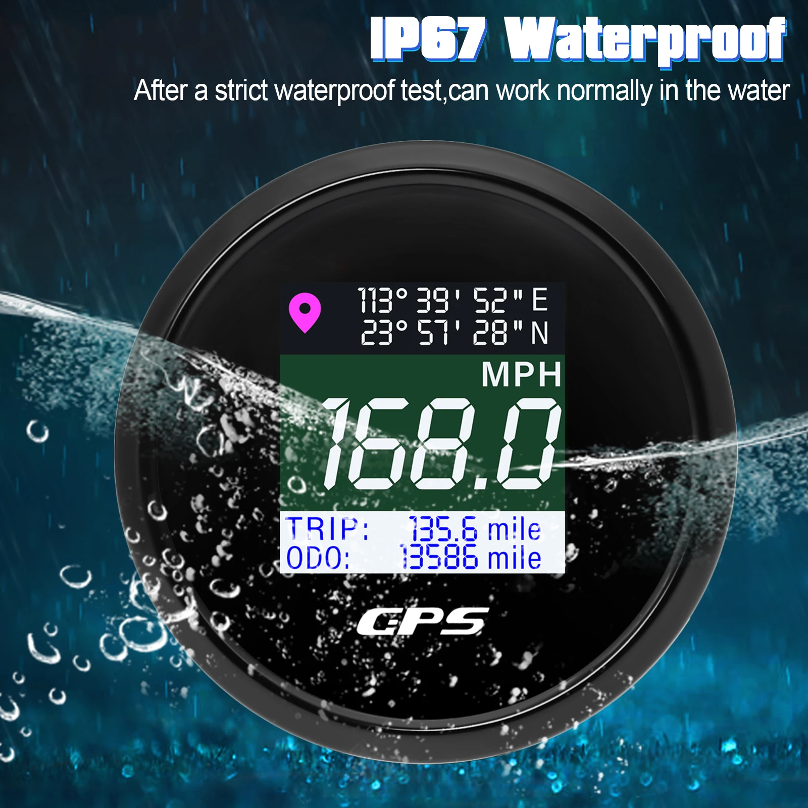 316 Stainless Steel 52mm Car Boat Digital GPS Speedometer KMH MPH Odometer Speed Gauges Meter Trip Voltmeter with GPS Antenna