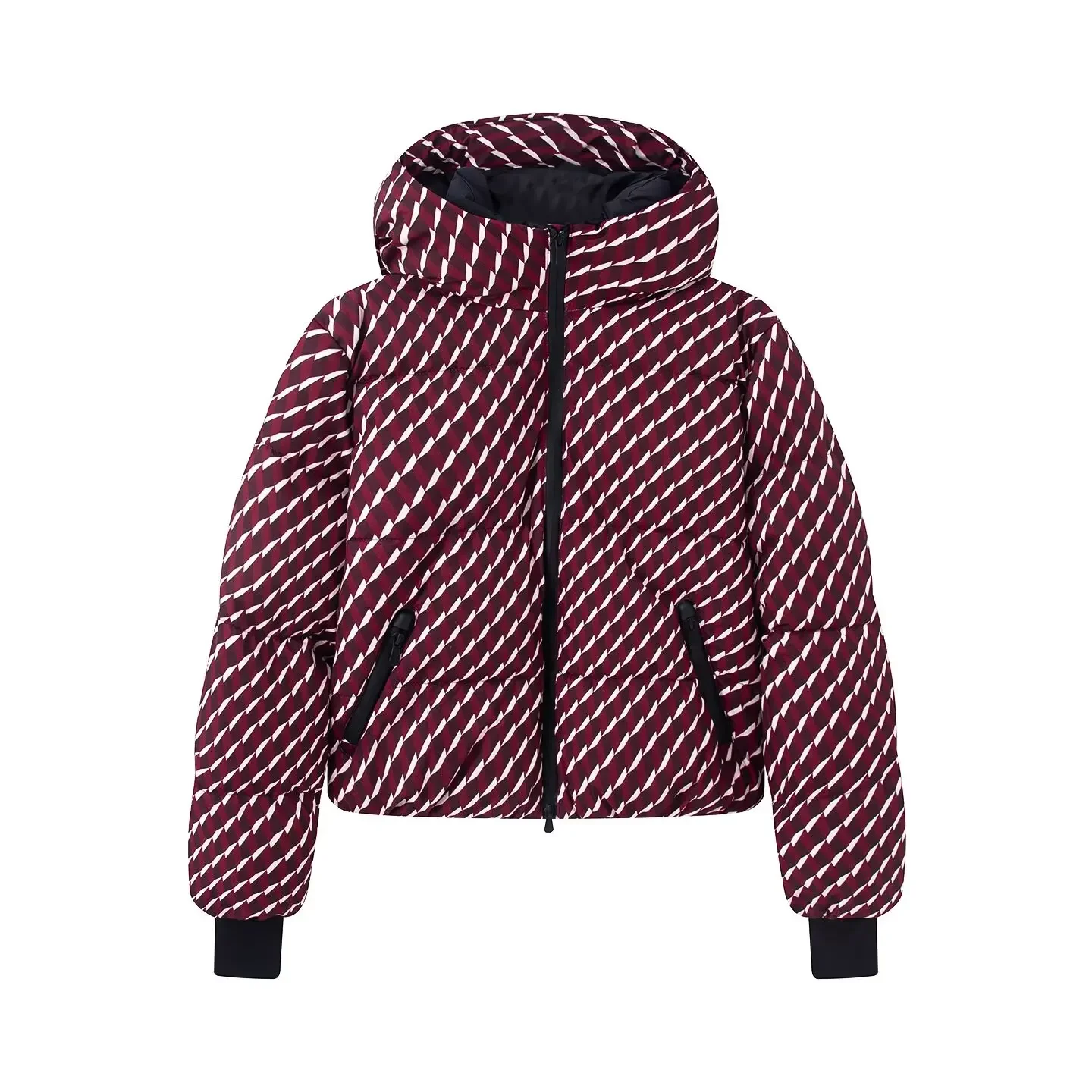 Lady Chic Thicken Warm Windproof Jackets Parkas 2026 New Winter Women's Elegant Hooded Zipper Burgundy Skiing Padded Sport Coats