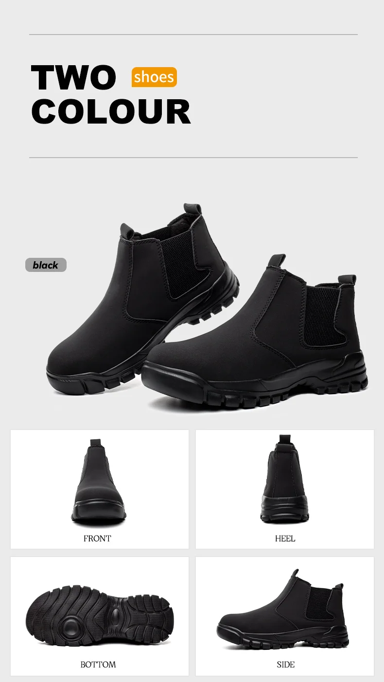 Wasserdichte Lederschuhe für Herren, rutschfeste, unzerstörbare Schutzstiefel, leichte Sicherheitsarbeitsschuhe für Herren, unzerstörbar – Detail 8