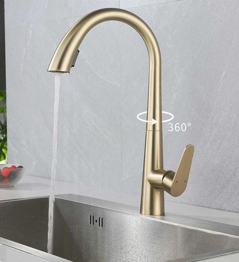 360度回転可能なステンレス製キッチン蛇口,温水および冷水,ダブルアウトレット,シンクミキサー