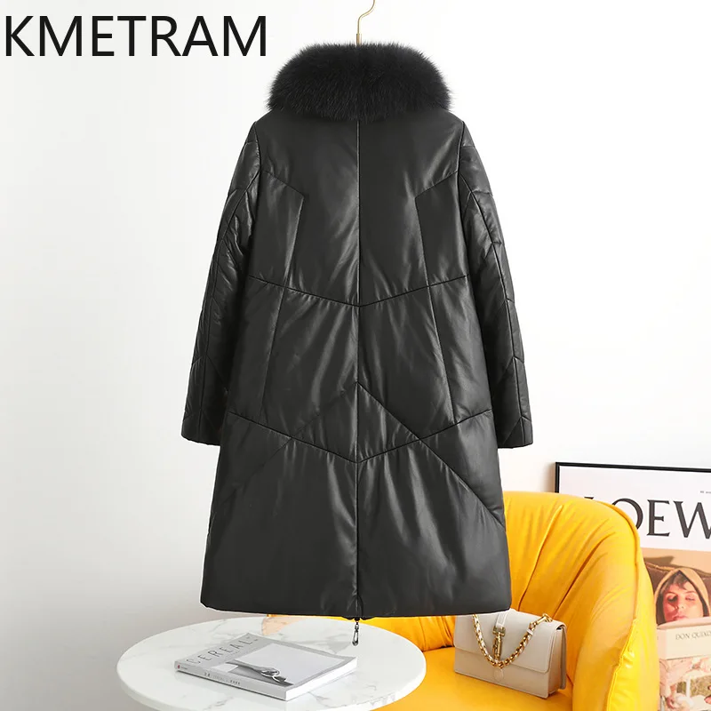 

KMETRAM Genuine Sheepskin Down Jackets Women Fox Fur Collar Puffer Jacket Warm Winter Mid-Length Coat 2026 Woman Clothes пуховик